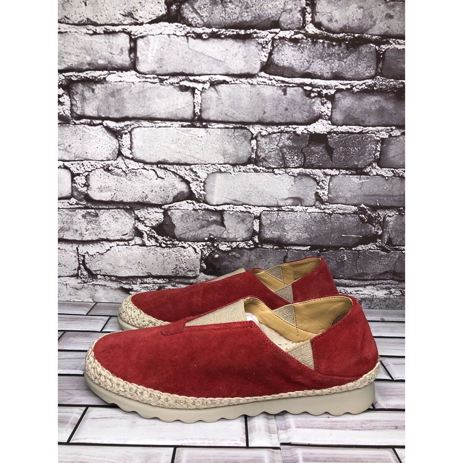 Unbrnd The Flexx Red Suede Leather Espadrilles Slip On Shoes Women (Size 8.5)