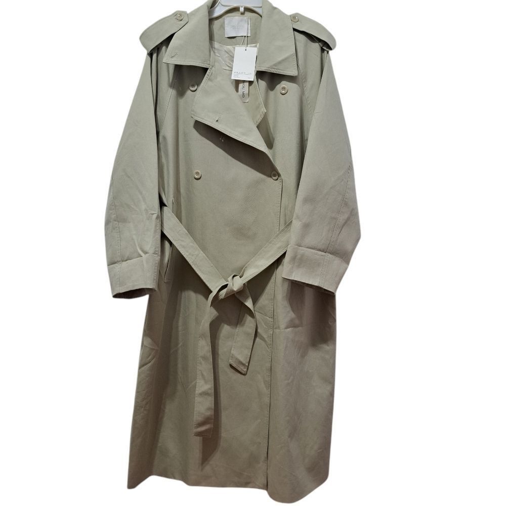 Unbrnd Zhou Mo Oversized Trench Coat Tencel Belted No Size Tag Medi in Cream, Women's