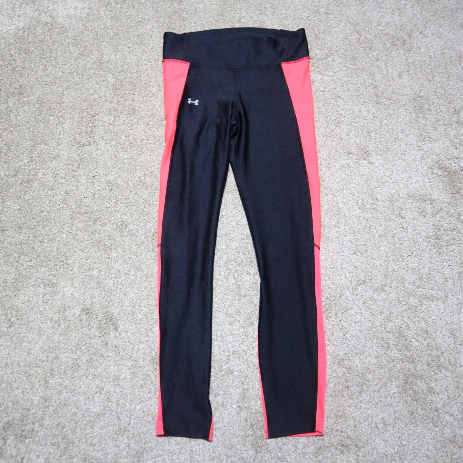 Under Armour Pink Black Fitted Activewear Running Track Pants Women's S Small in White (Size 28)