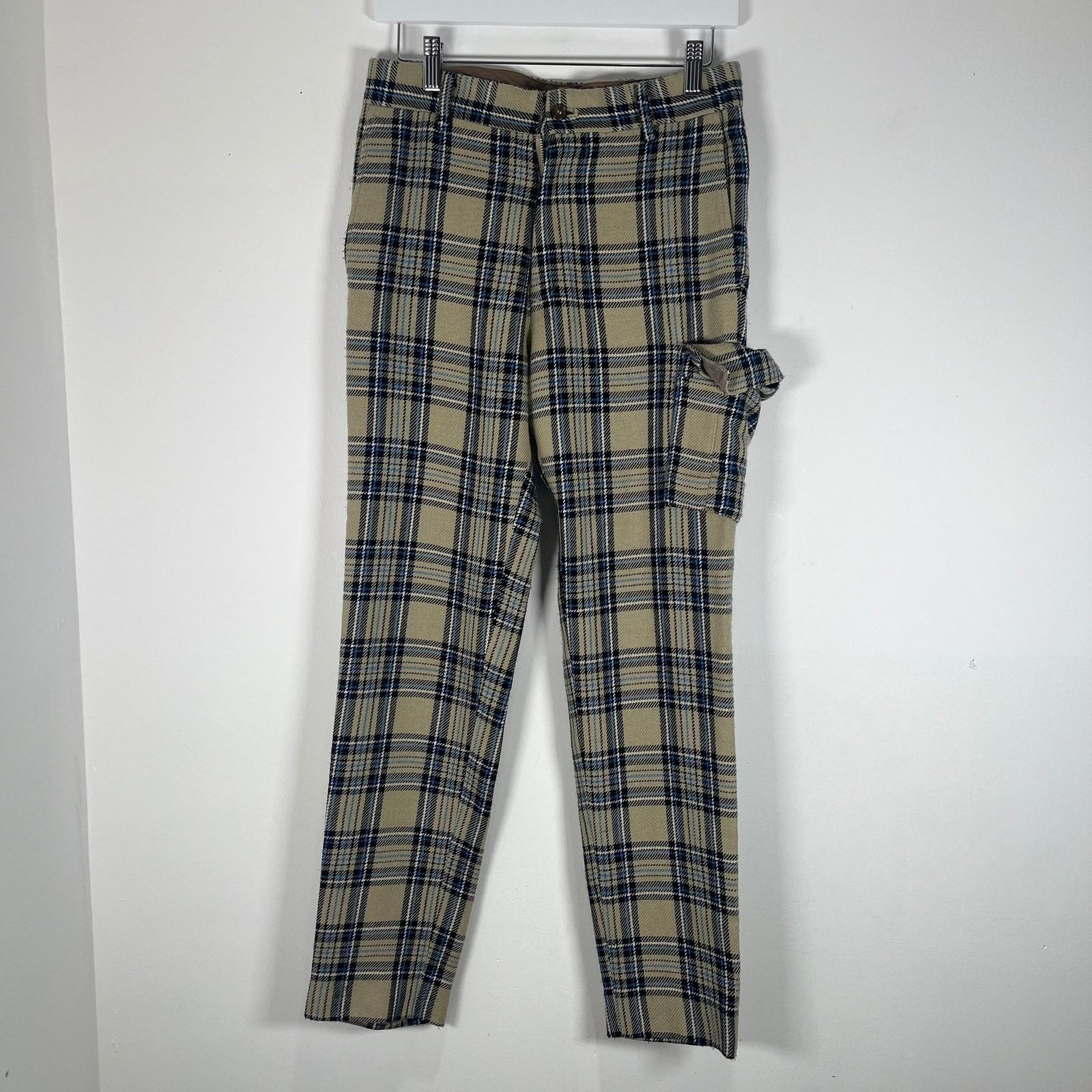 Undercover Brown Wool Plaid Cargo Pants Size 28, Women's