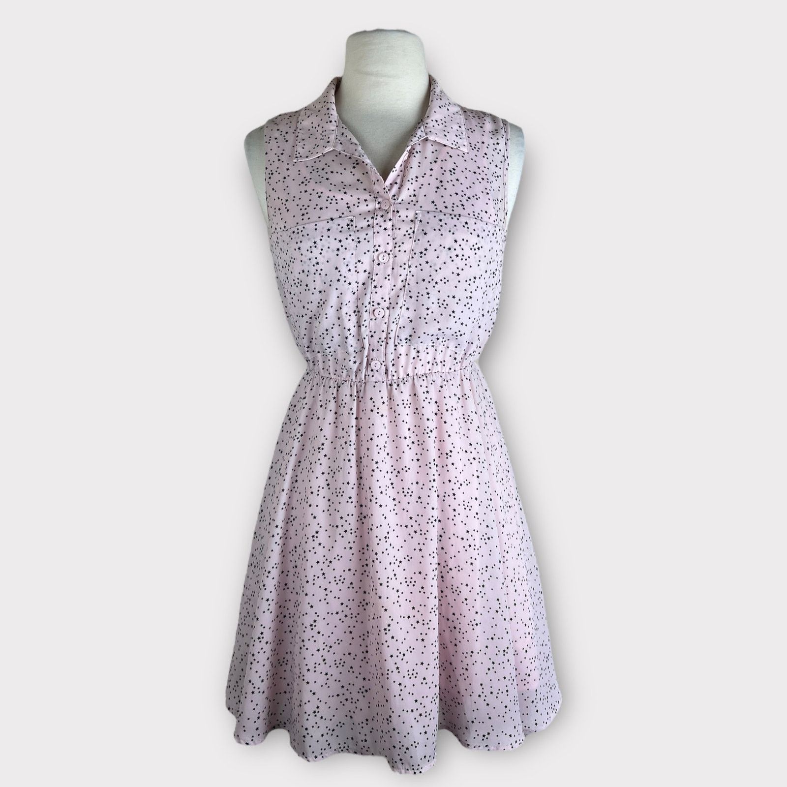 Undivided By H&M | Vintage Y2K Star Print A-Line Dress in Pink, Women's (Size Medium)