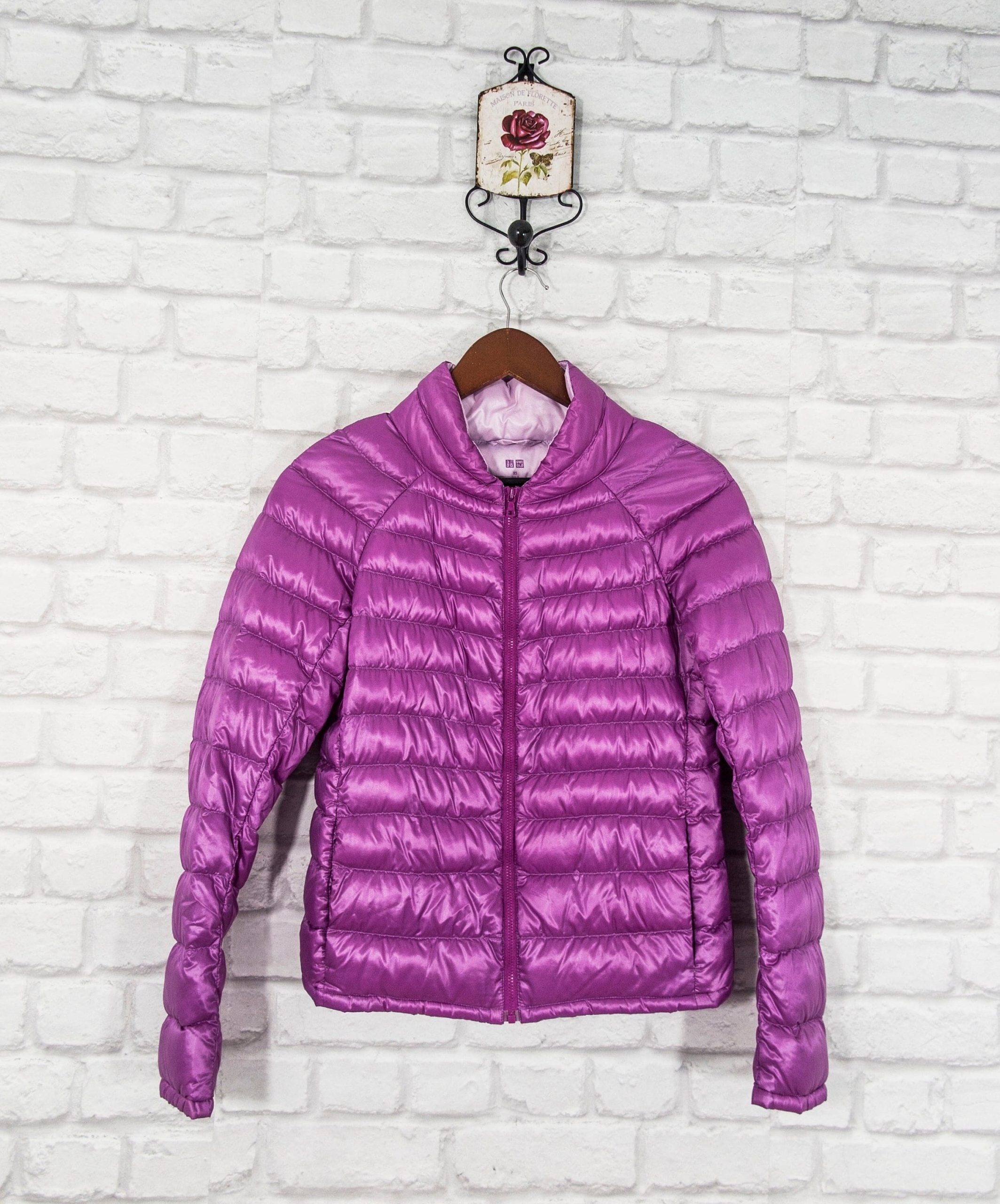 Uniqlo Lightweight Down Jacket Puffer Padded Magenta Size Xs/Eu34/Uk8/Us4