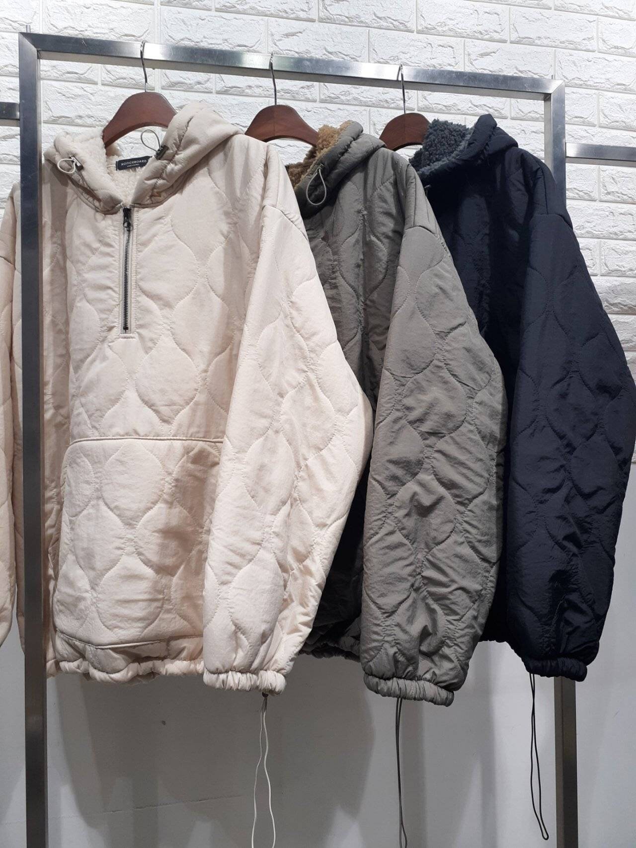 Unisex Dumble Sherpa Hood Quilted Padding Anorak