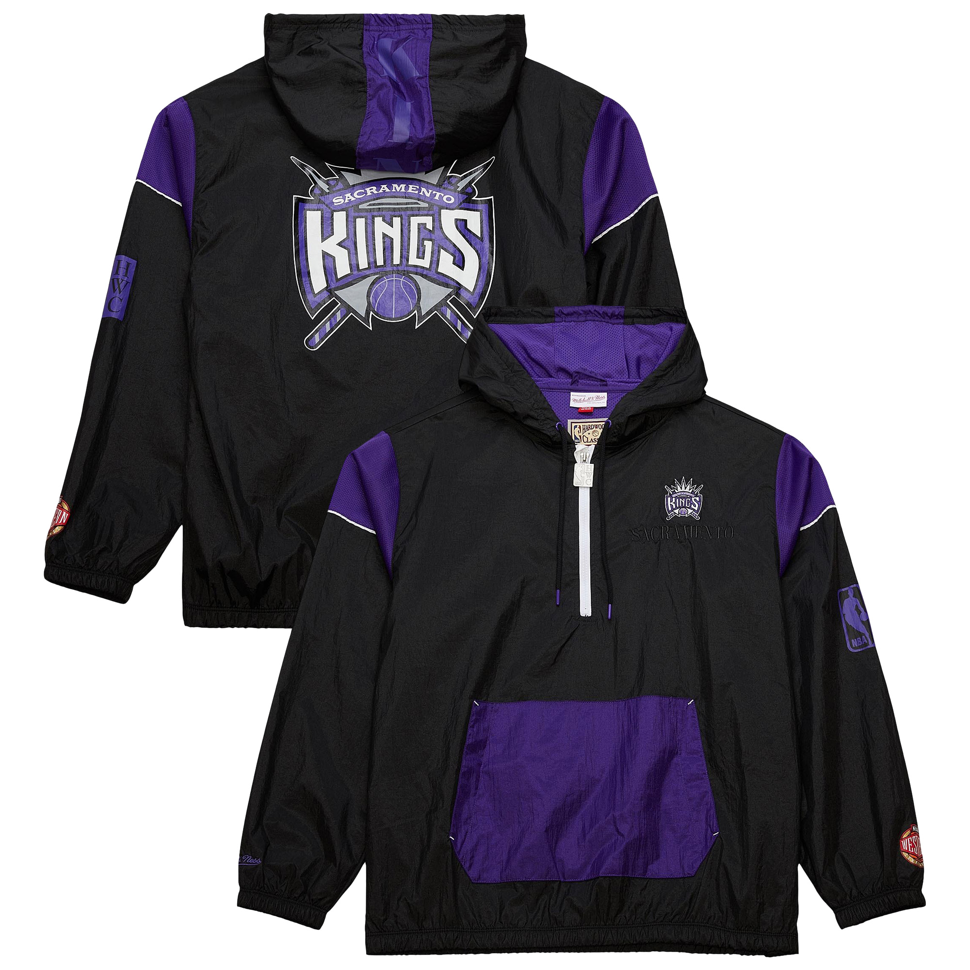 Unisex Mitchell & Ness Black Sacramento Kings Hardwood Classics Team OG 3.0 Anorak Half-Zip Windbreaker Jacket