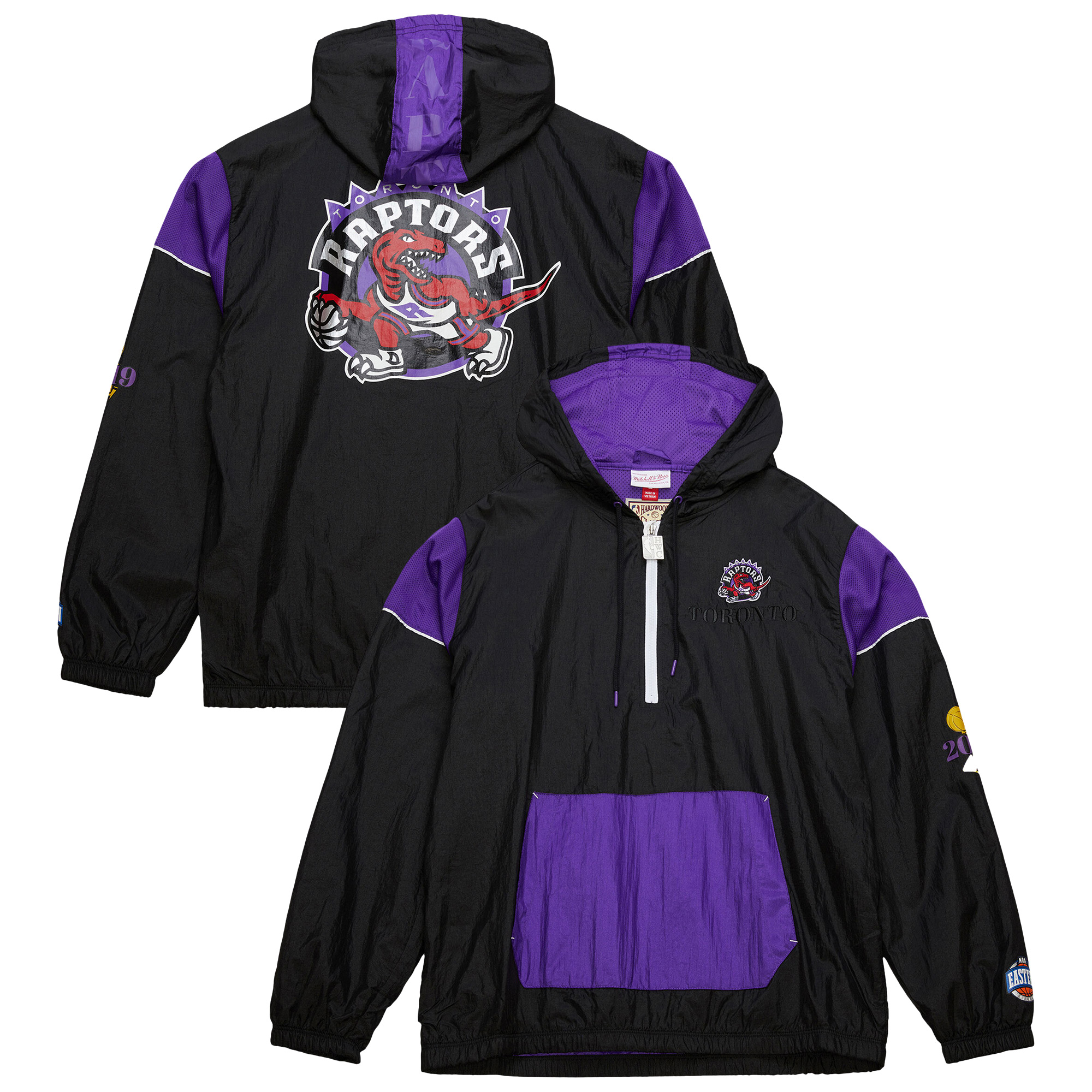 Unisex Mitchell & Ness Black Toronto Raptors Hardwood Classics Team OG 3.0 Anorak Half-Zip Windbreaker Jacket