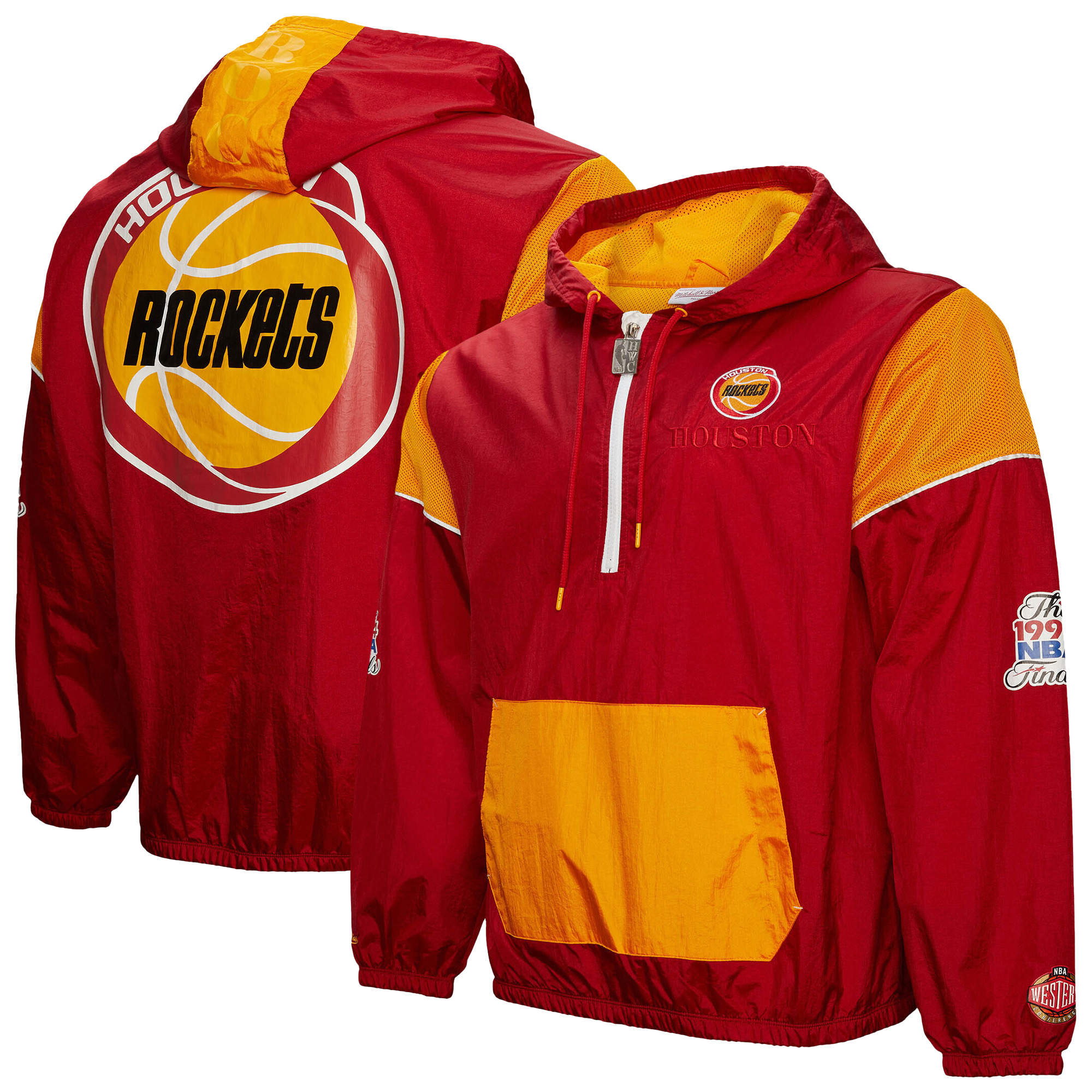 Unisex Mitchell & Ness Red Houston Rockets Hardwood Classics Team OG 3.0 Anorak Half-Zip Windbreaker Jacket