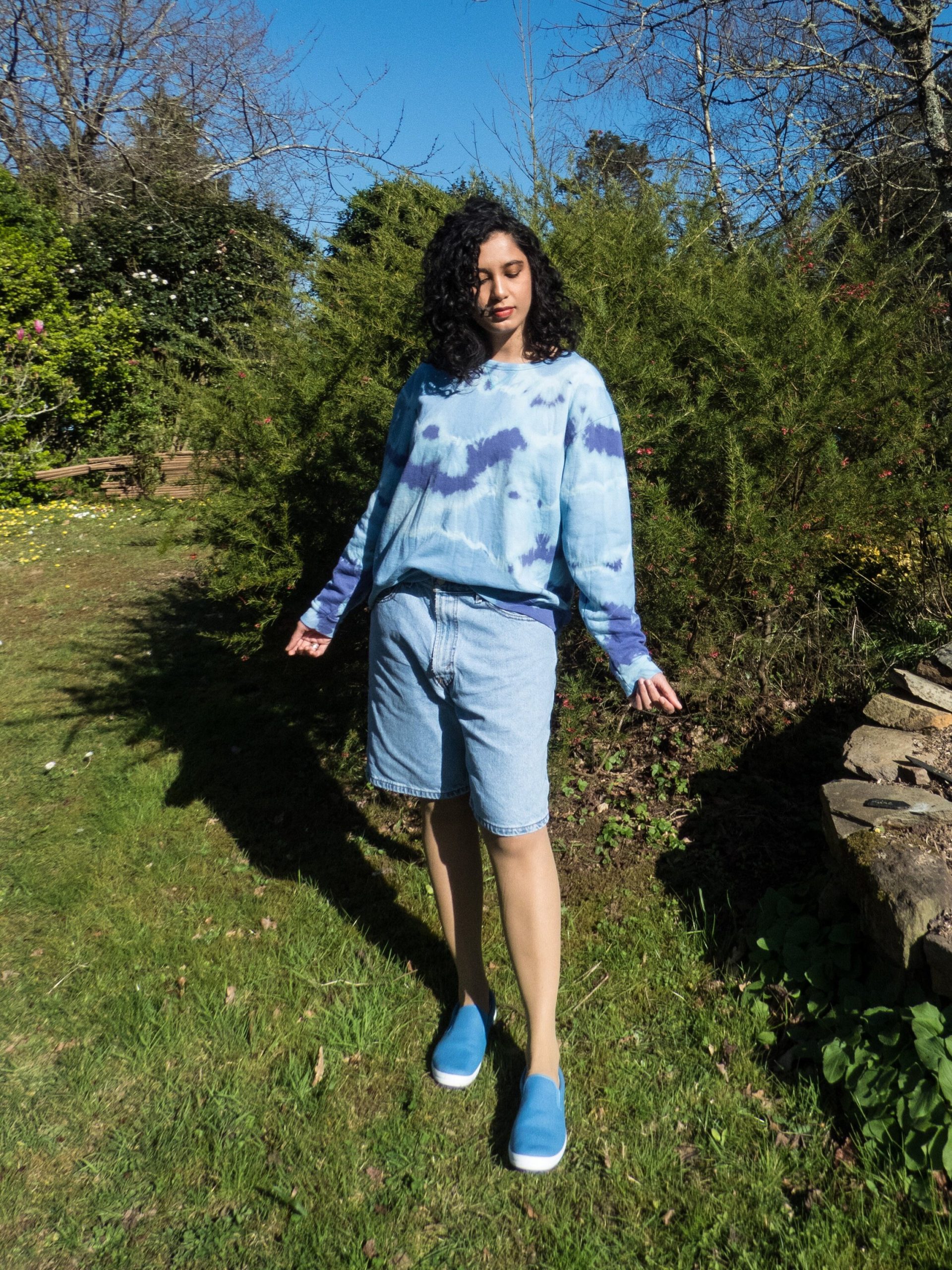 Unisex Oversized Vintage Pastel Blue & Purple Sweatshirt Xl | Tie Dye Clothing