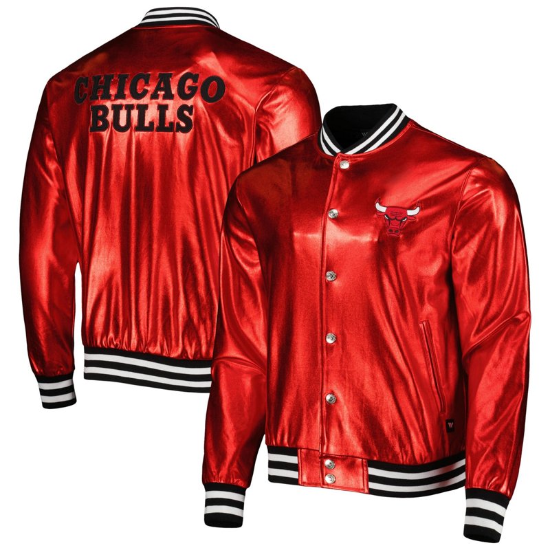 Unisex The Wild Collective Chicago Bulls Metallic Full-Snap Bomber Jacket Red, Medium - NBA Outerwear Adult/Youth at Academy Sports