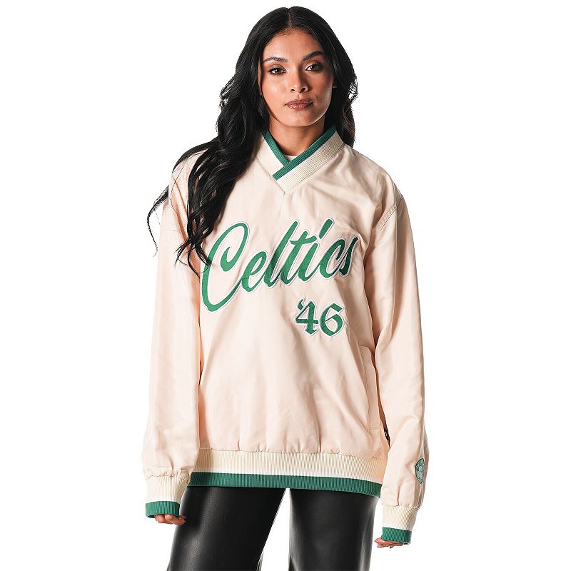 Unisex The Wild Collective Cream Boston Celtics Applique Pullover Windbreaker, Adult Unisex, Size: Large, Beige