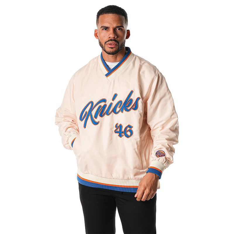 Unisex The Wild Collective Cream New York Knicks Applique Pullover Windbreaker, Adult Unisex, Size: Small, Beige