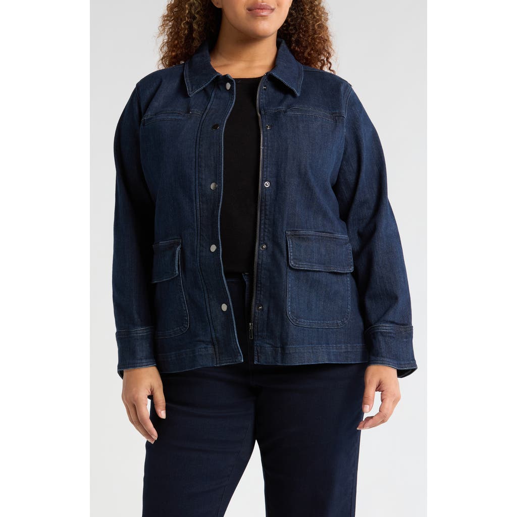 Universal Standard Longline Denim Chore Jacket in Dark Indigo at Nordstrom, Size Xs