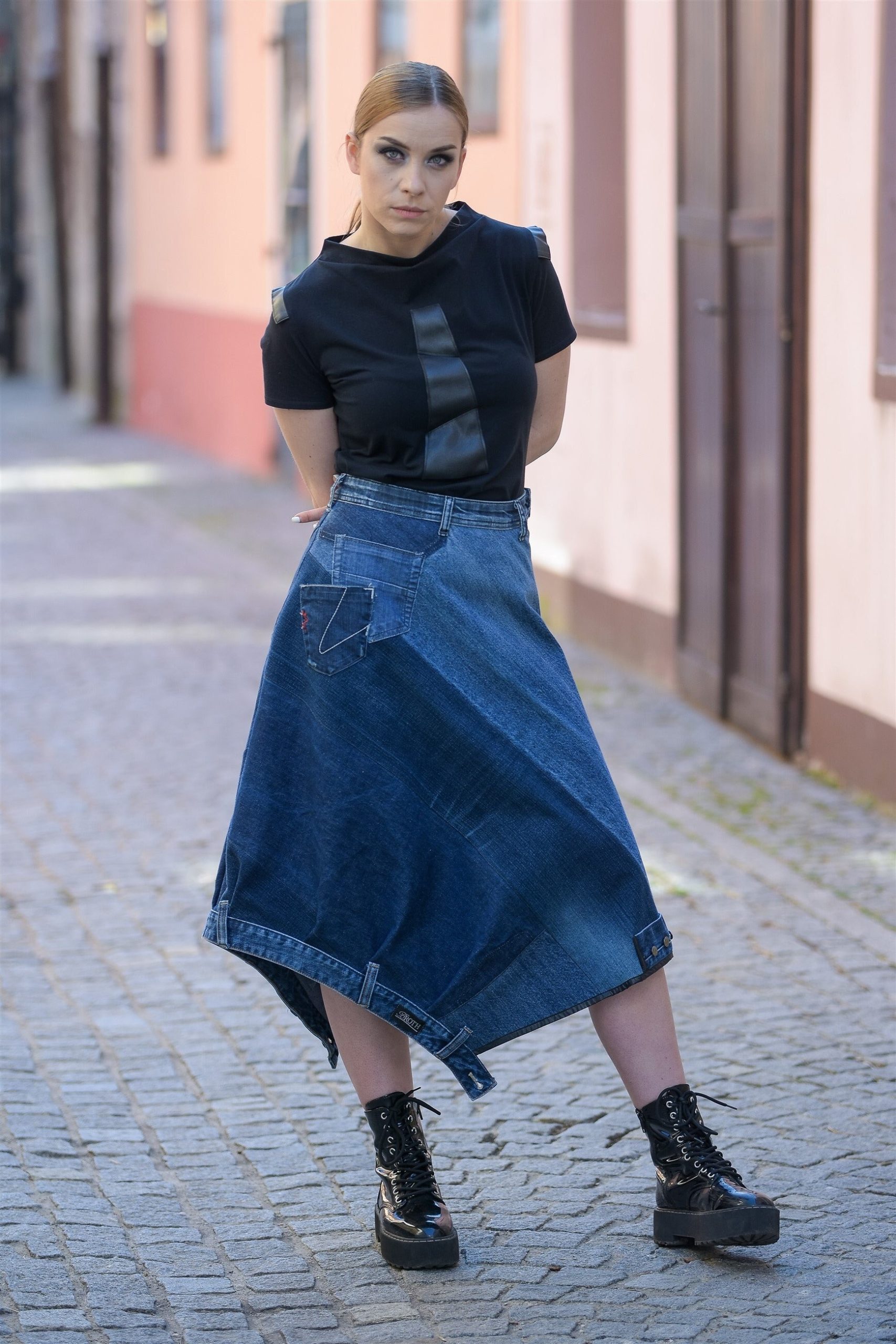 Upcycled Asymmetrical Denim Skirt/ Blue Jean Made By Recycling Old Jeans/ Jeans - New Piece