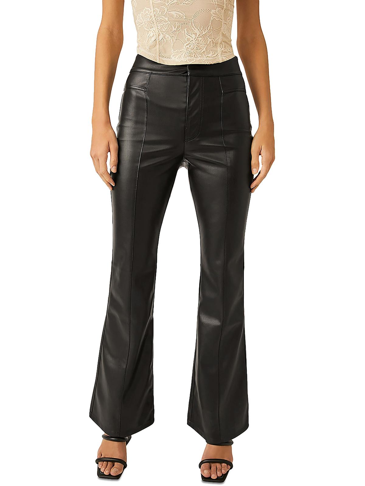 Uptown Womens Faux Leather High Rise Dress Pants