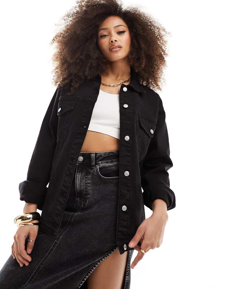 Urban Bliss oversized denim jacket in washed black