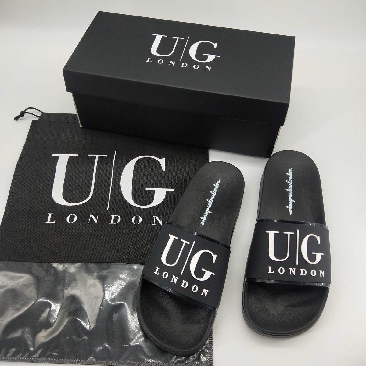 Urban Grandeur London Black Sliders | Unisex, Women's (Size 10.5)