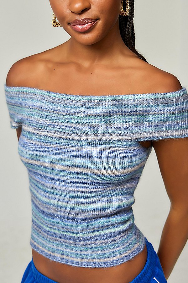 Urban Outfitters UO Space-Dye Off-The-Shoulder Top in Blue, Women's at Urban Outfitters