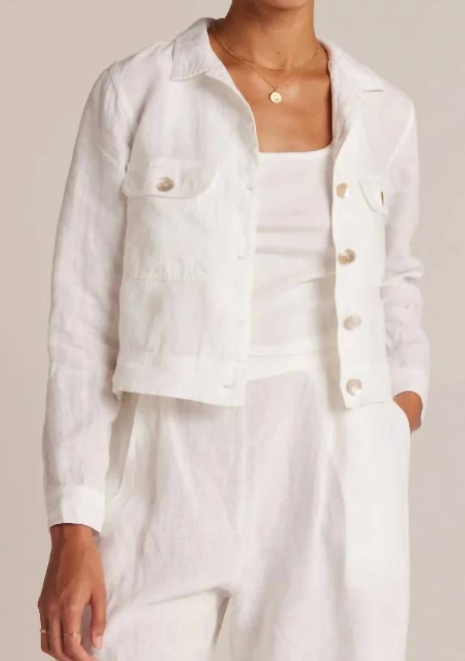 Utility Crop Jacket In White