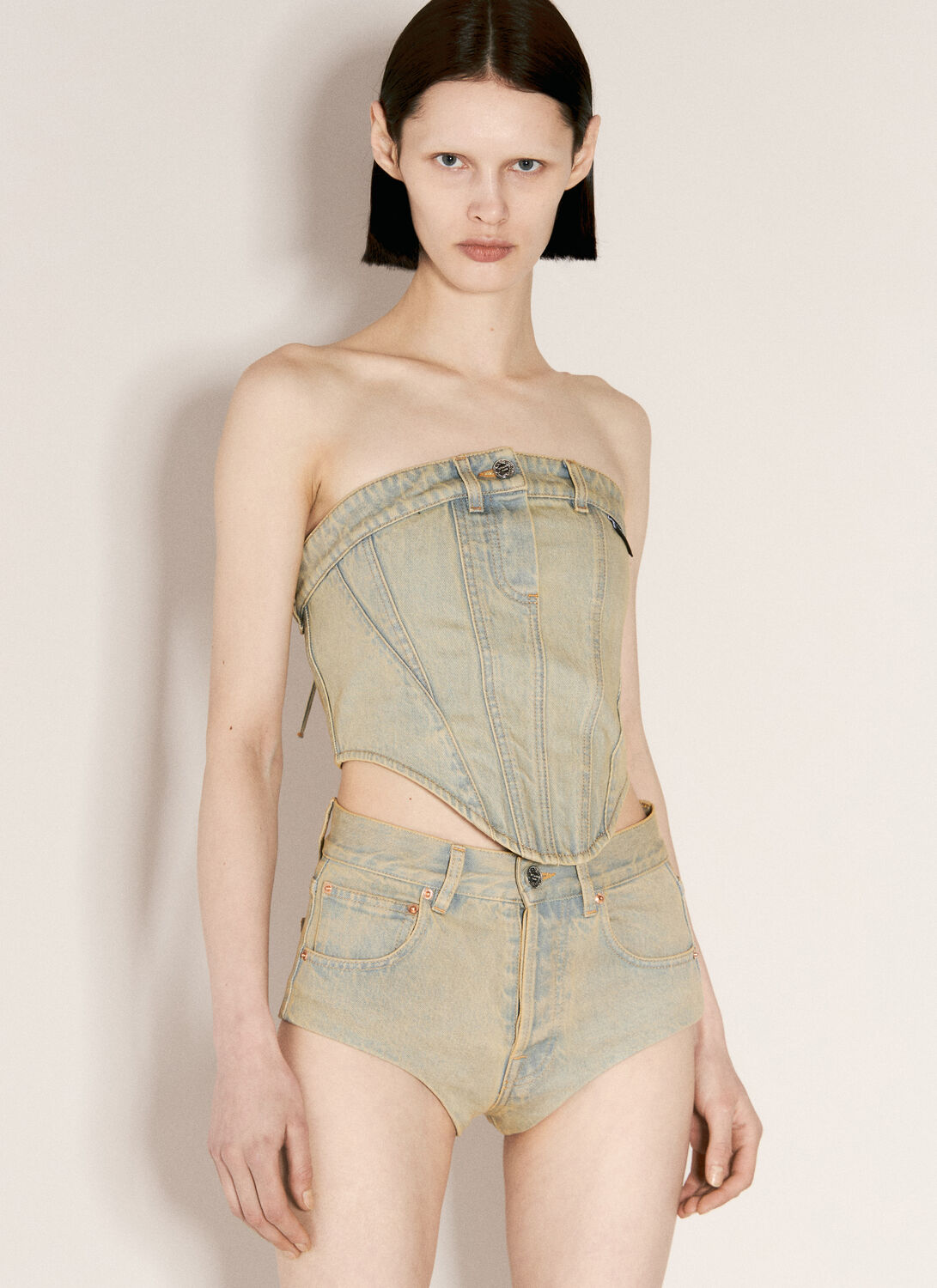 VETEMENTS Denim Corset - Woman Tops Beige S