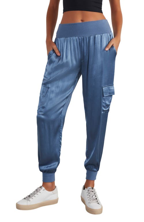 VICI Collection Luxe Look Satin Joggers in Slate Blue at Nordstrom, Size X-Small