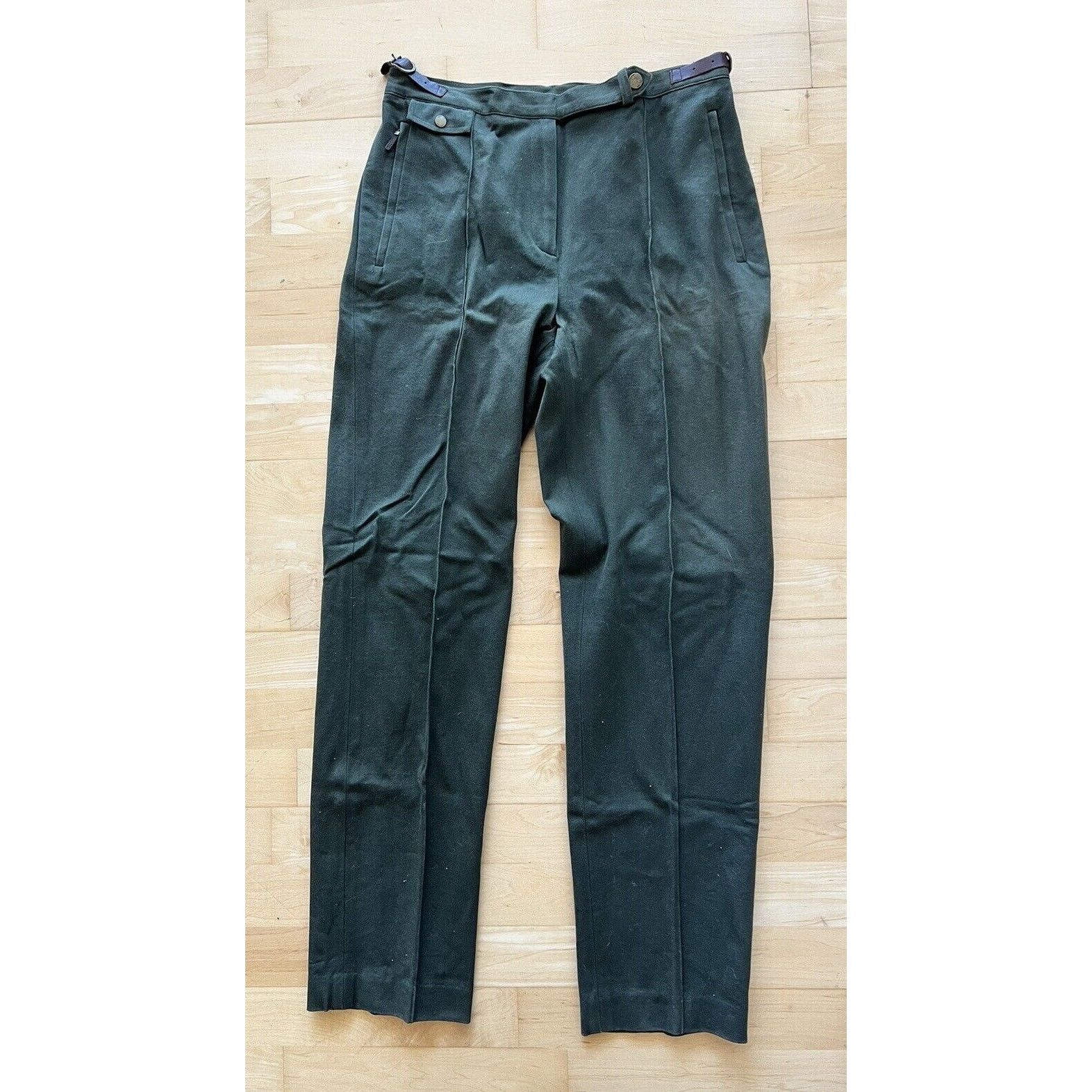 VTG Ralph Laurent High Rise Trouser Pants 6 Green Leather, Women's (Size 28)