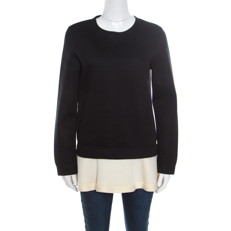 Valentino Black Contrast Flared Hem Detail Sweatshirt S