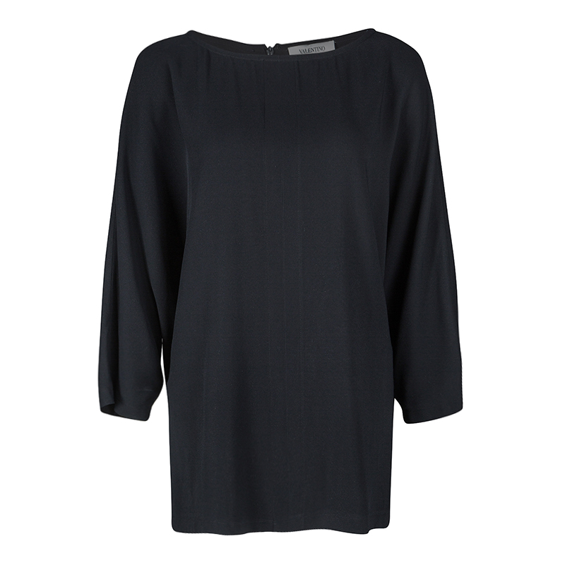 Valentino Black Short Sleeve Oversized Blouse M