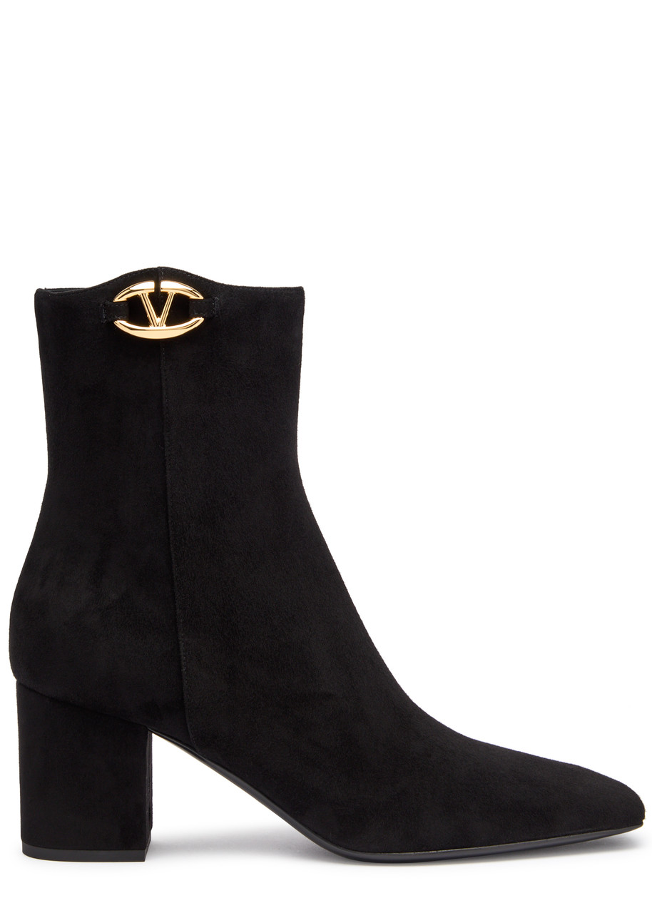 Valentino Garavani 70 Vlogo Suede Ankle Boot - Black - 40 (IT40 / UK7)