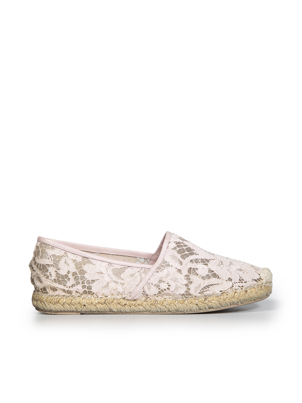 Valentino Garavani Pink Lace Slip On Espadrilles