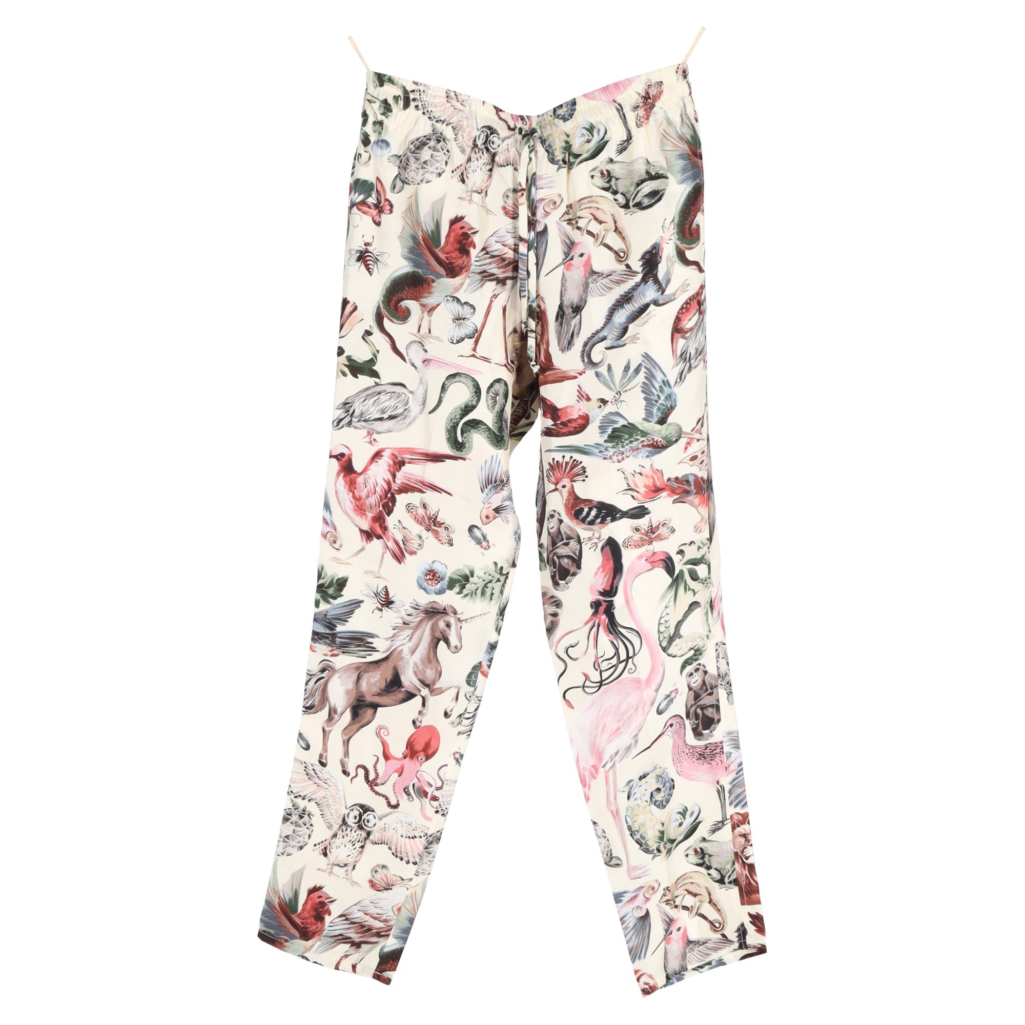 Valentino Garavani Safari Print Straight-Leg Pants in Multicolor Silk