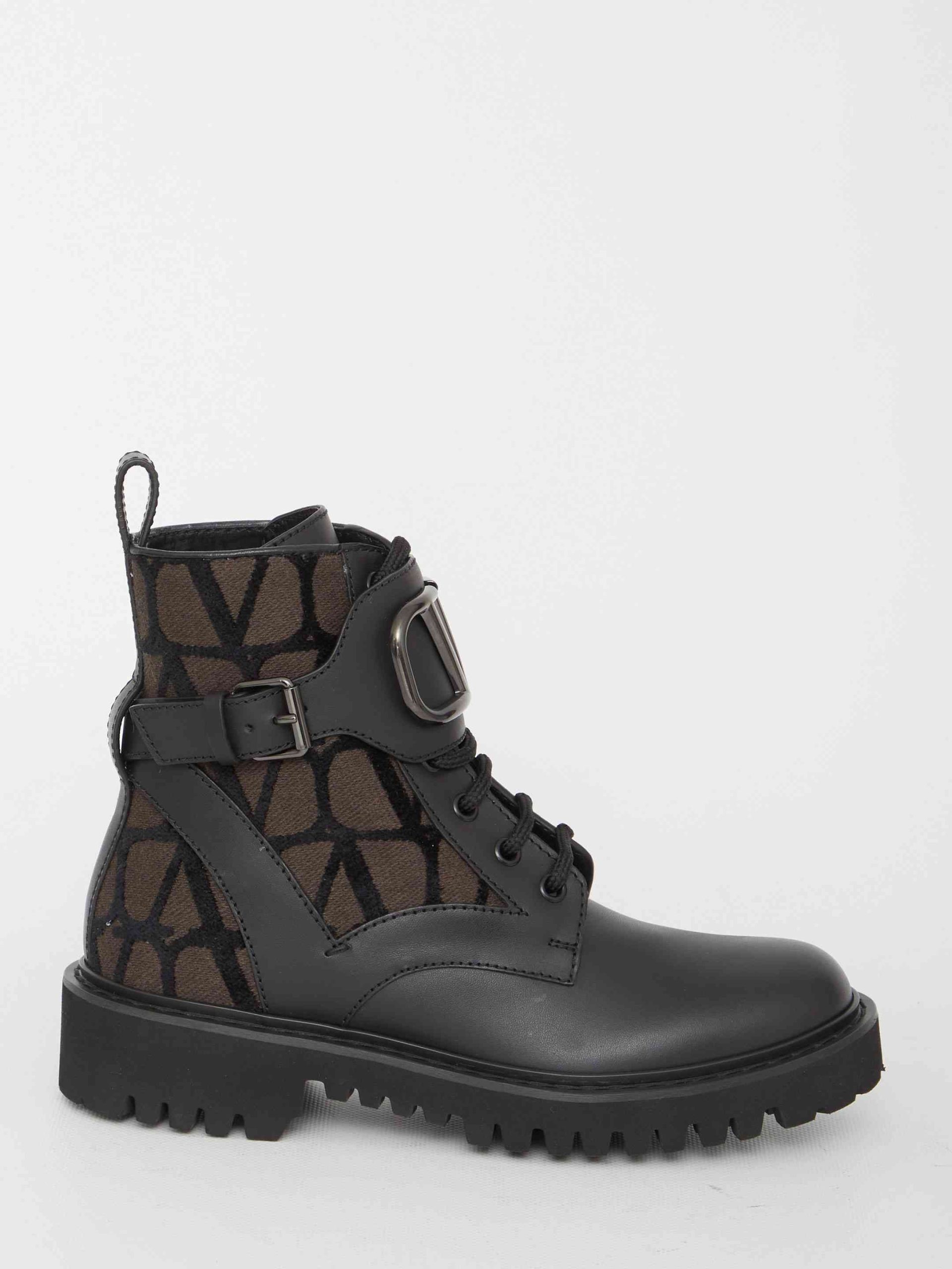 Valentino Garavani Vlogo Signature Combat Boots in Black, Women's (Size 6)