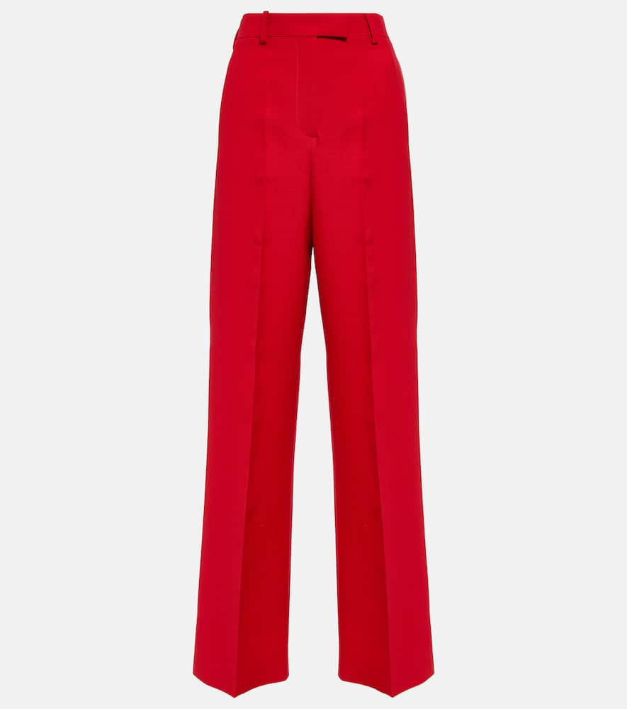 Valentino High-rise straight-leg silk crêpe pants