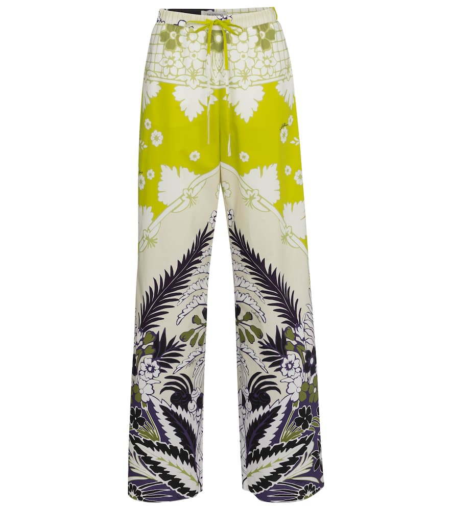 Valentino Valentino floral cotton high-rise wide-leg pants