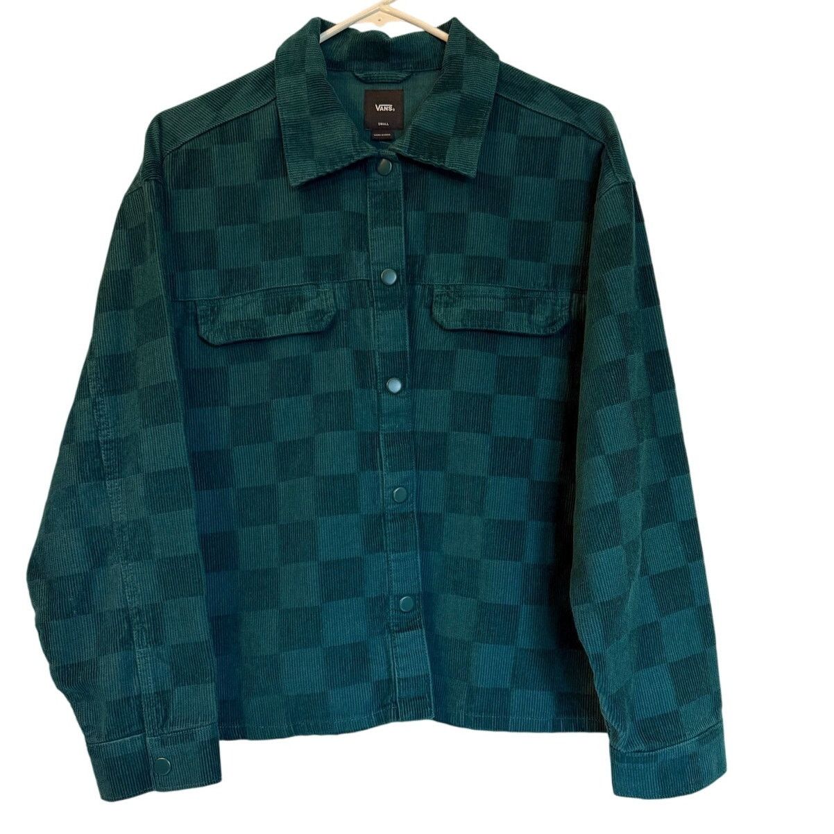 Vans Check It Out Womens Corduroy Shacket Teal Blue (Size Small)