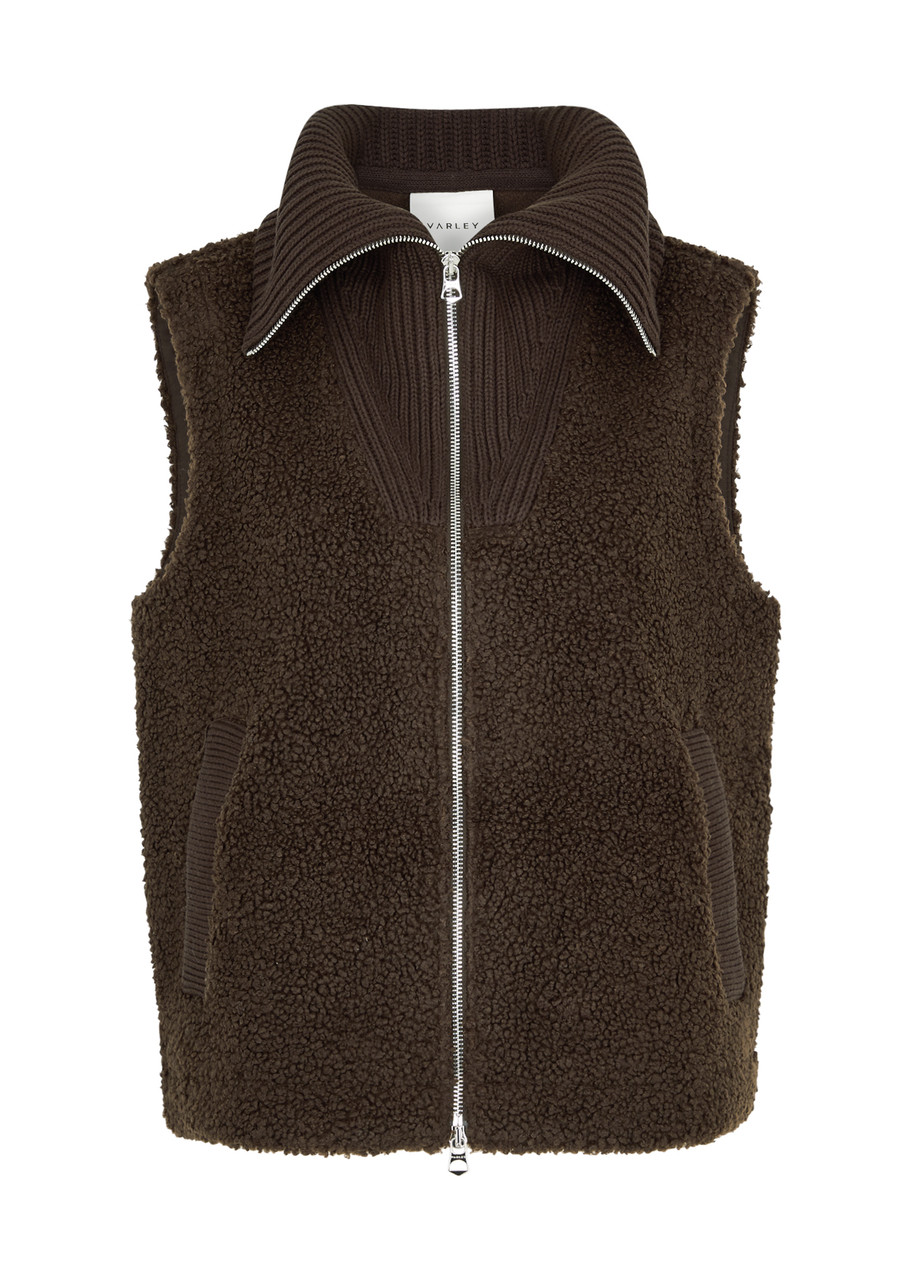 Varley Aspen Fleece Gilet, Dark Brown, Gilets, Large, Cotton - L (UK14 / L)