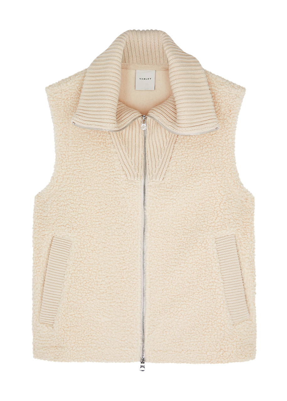 Varley Aspen Fleece Gilet, Gilets, Cream, Large, Cotton, Solid Colour - L (UK14 / L)