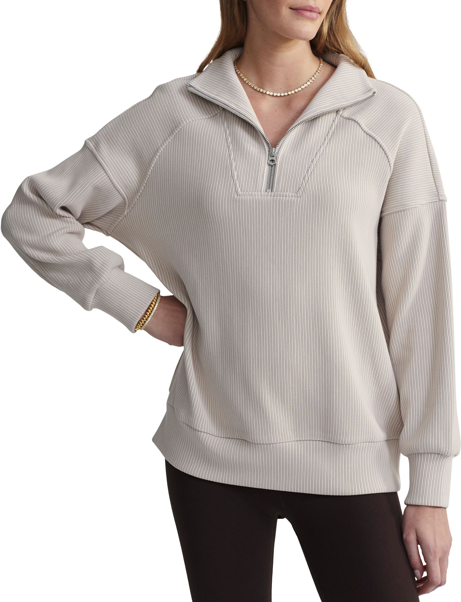 Varley Women's Rhea 2.0 1/2 Zip Sweatshirt, Small, Chateau Grey/Whitecap Gry