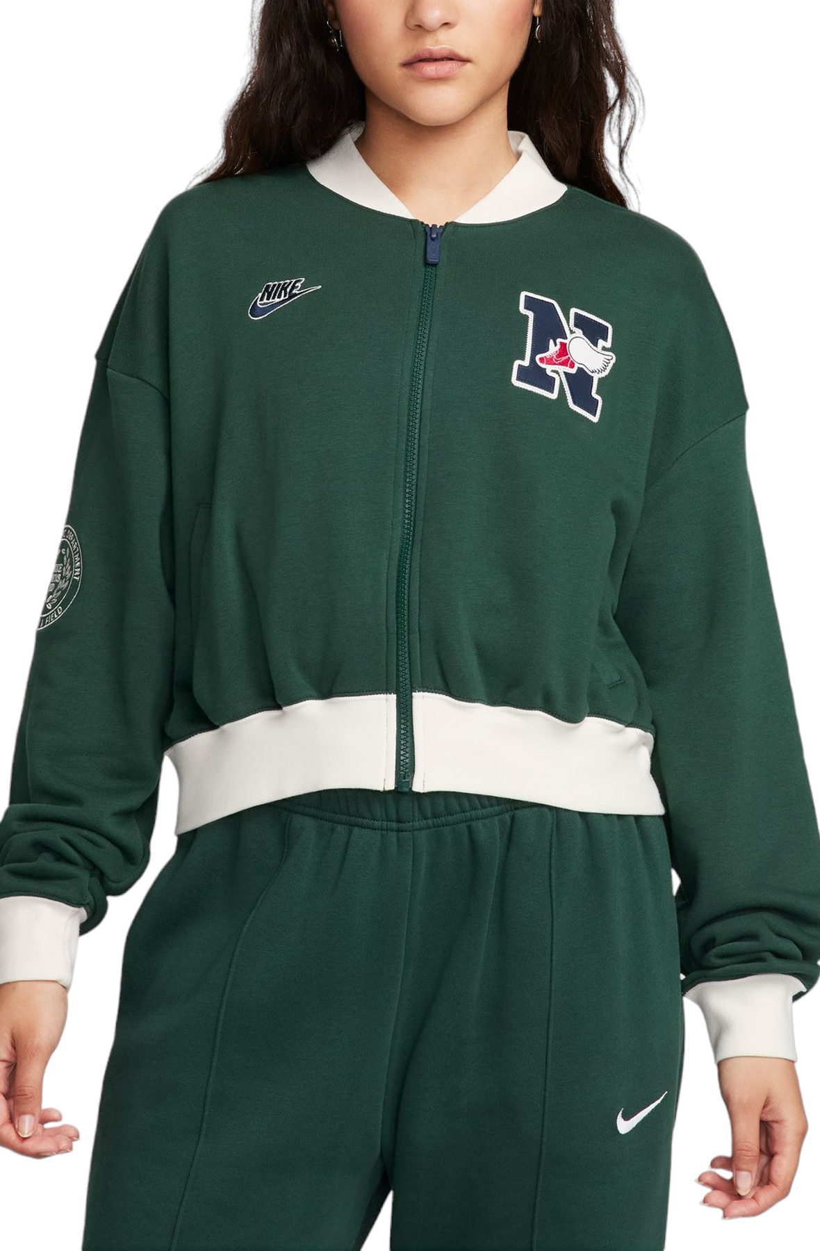 Varsity Crop Club Jacket Pro Green/Sail/Midnight Navy