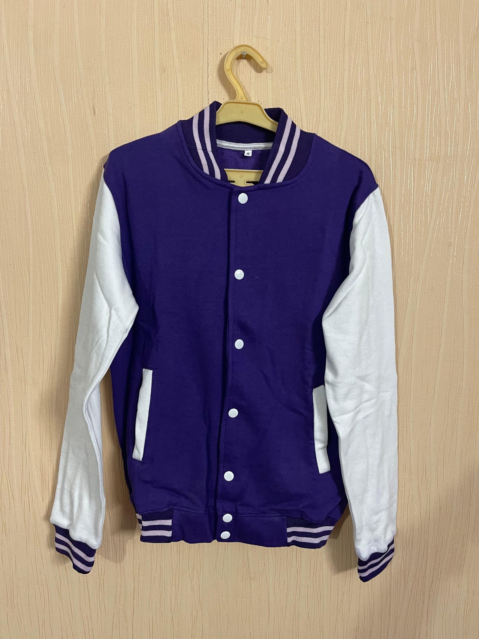 Varsity Jacket Women Purple And White Varsity Bomber Jacket (Size Large)