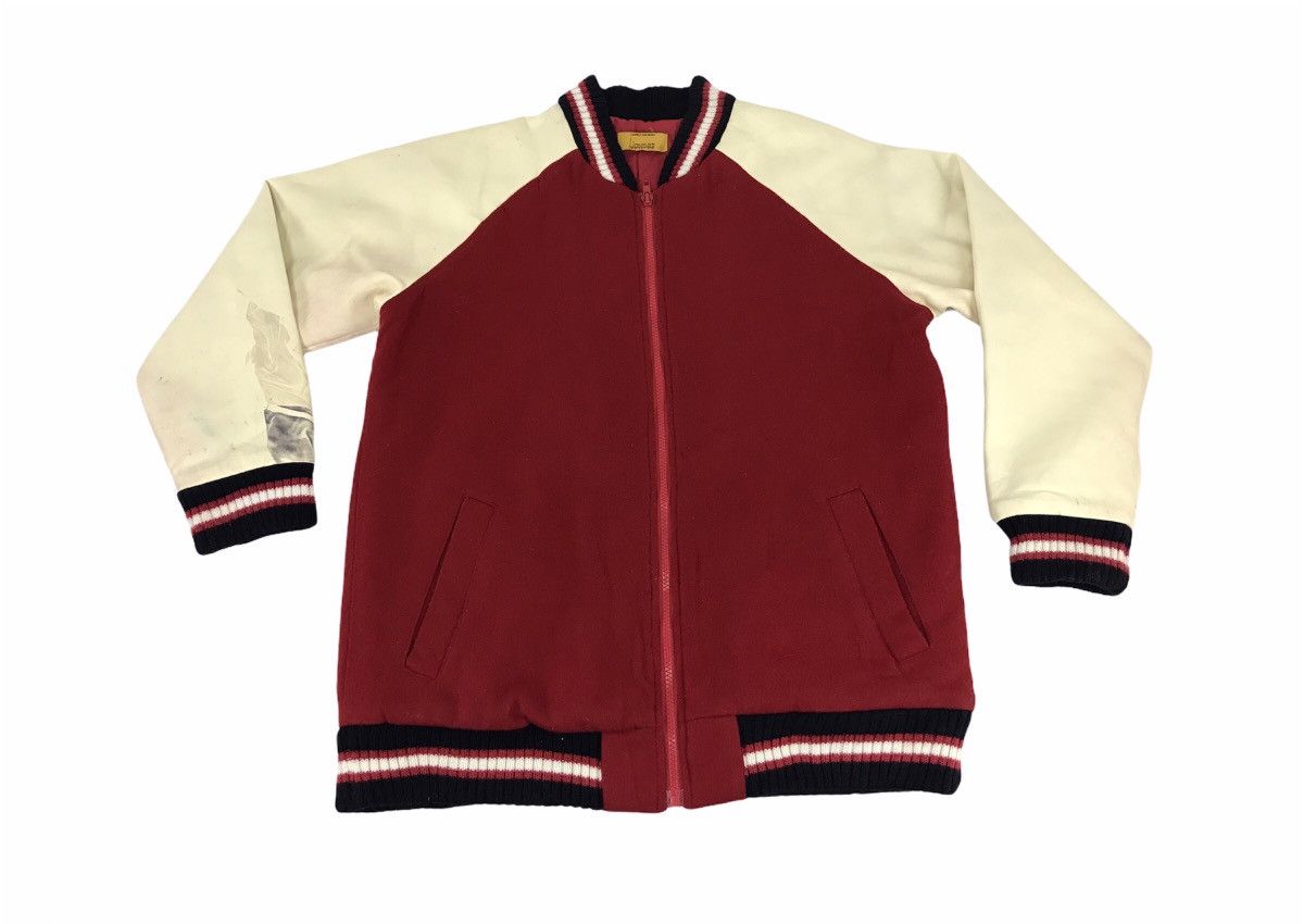 Varsity Jacket Wool Quilted Inner in Red White, Women's (Size Large)