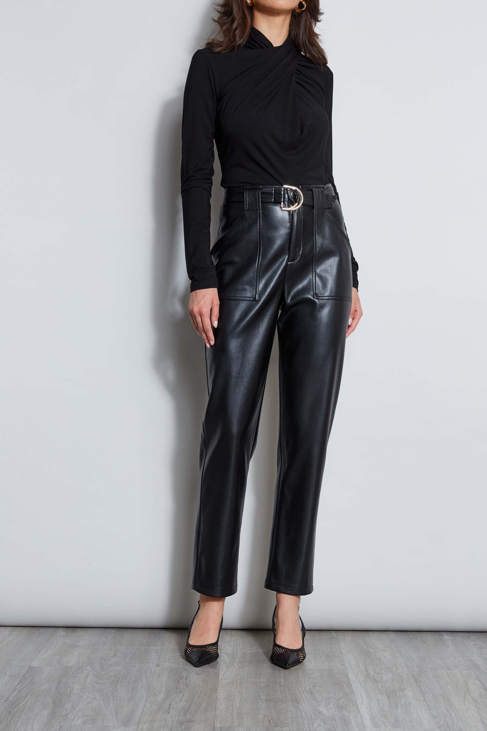 Vegan Leather Belted Pant