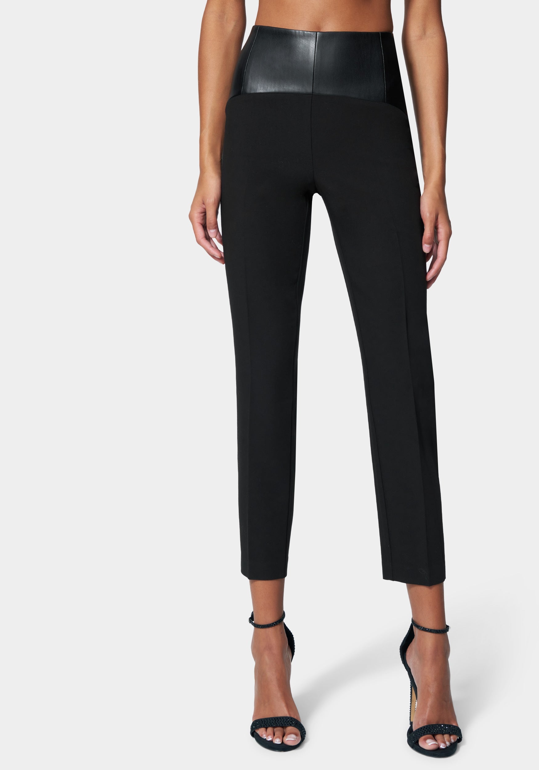 Vegan Leather Slim Tailored Twill Pant