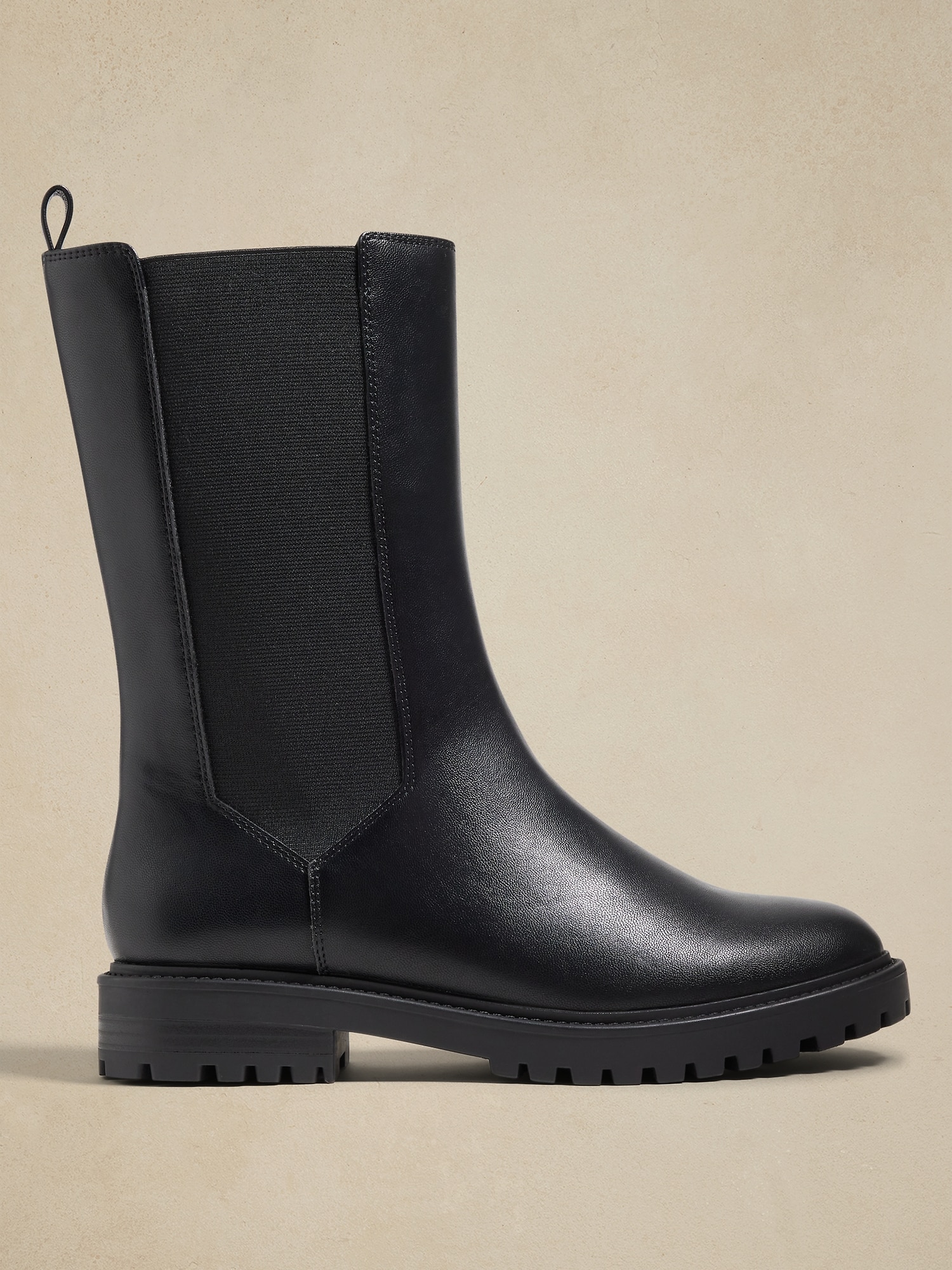 Vegan Leather Tall Shaft Chelsea Boot