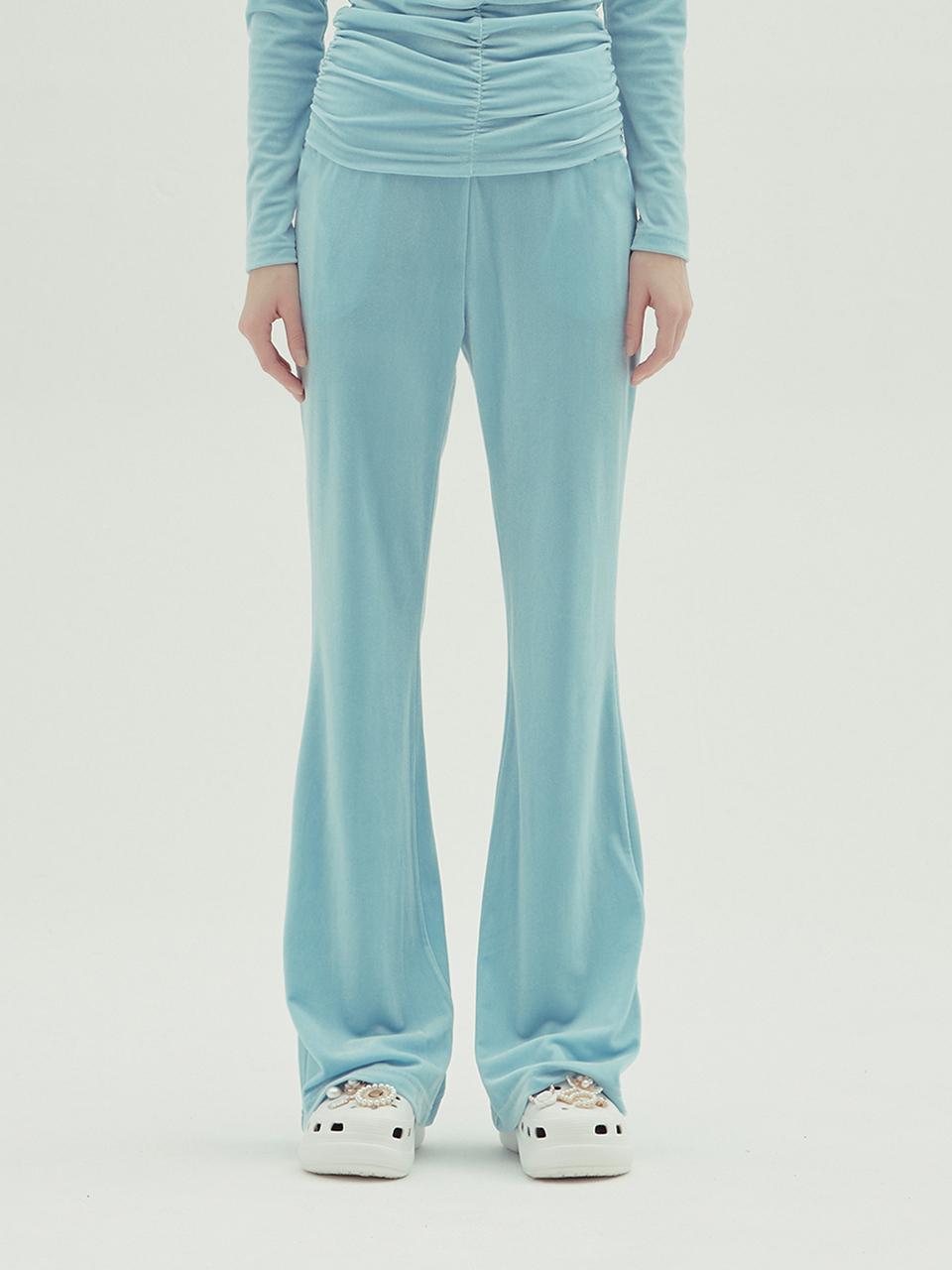 Velvet Flared Stretch Pants [Blue]