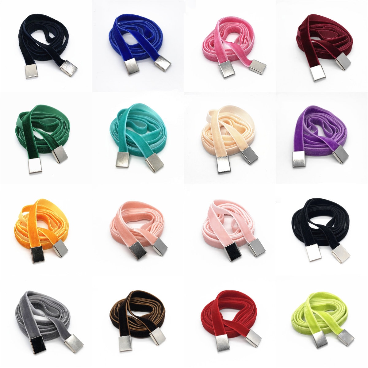 Velvet Flat Hoodie String With Silver Metal Stoppers, Drawstrings - 17 Colors