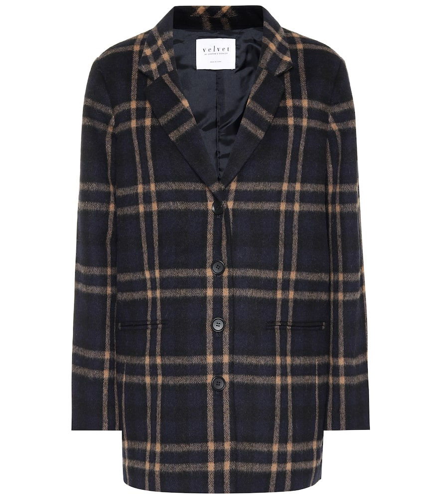 Velvet Jasmann plaid wool-blend coat