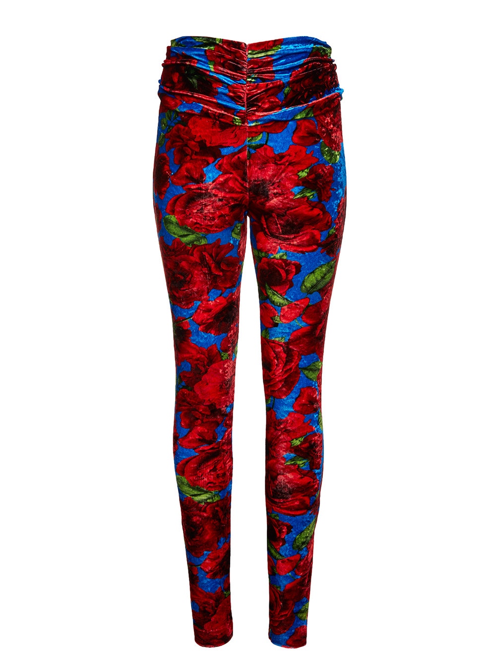 Velvet Leggings Blue And Red Floral Print