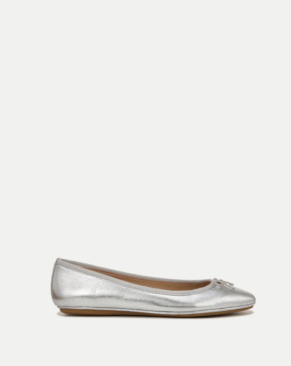 Veronica Beard Beatrix Metallic Ballet Flat Silver