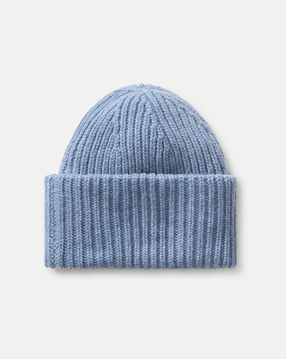 Veronica Beard Cashmere Foldover Beanie Smoke Blue