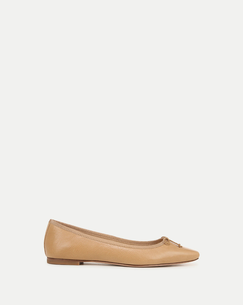 Veronica Beard Catherine Leather Ballet Flat Natural