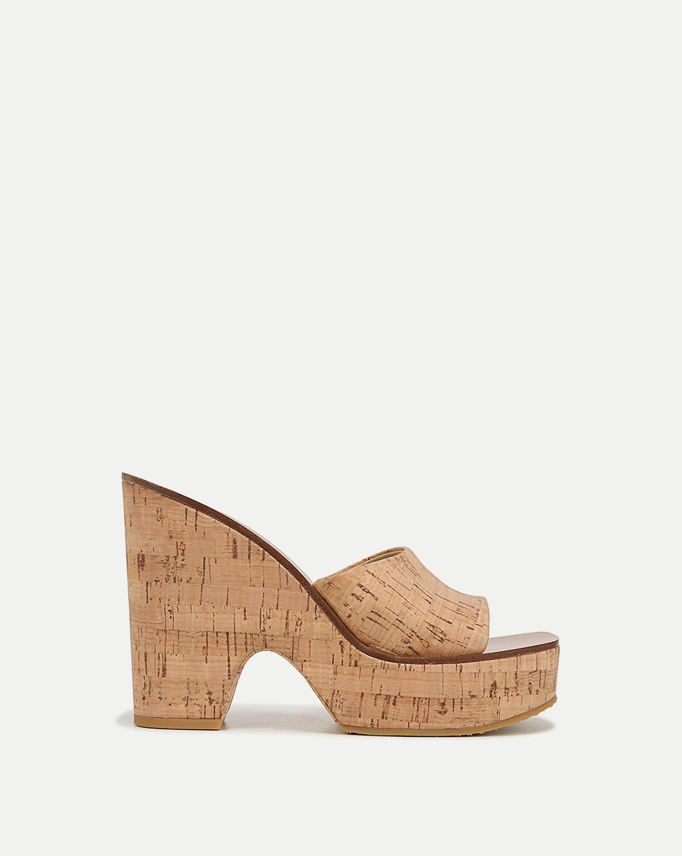 Veronica Beard Paulita Cork Wedge Sandal Natural